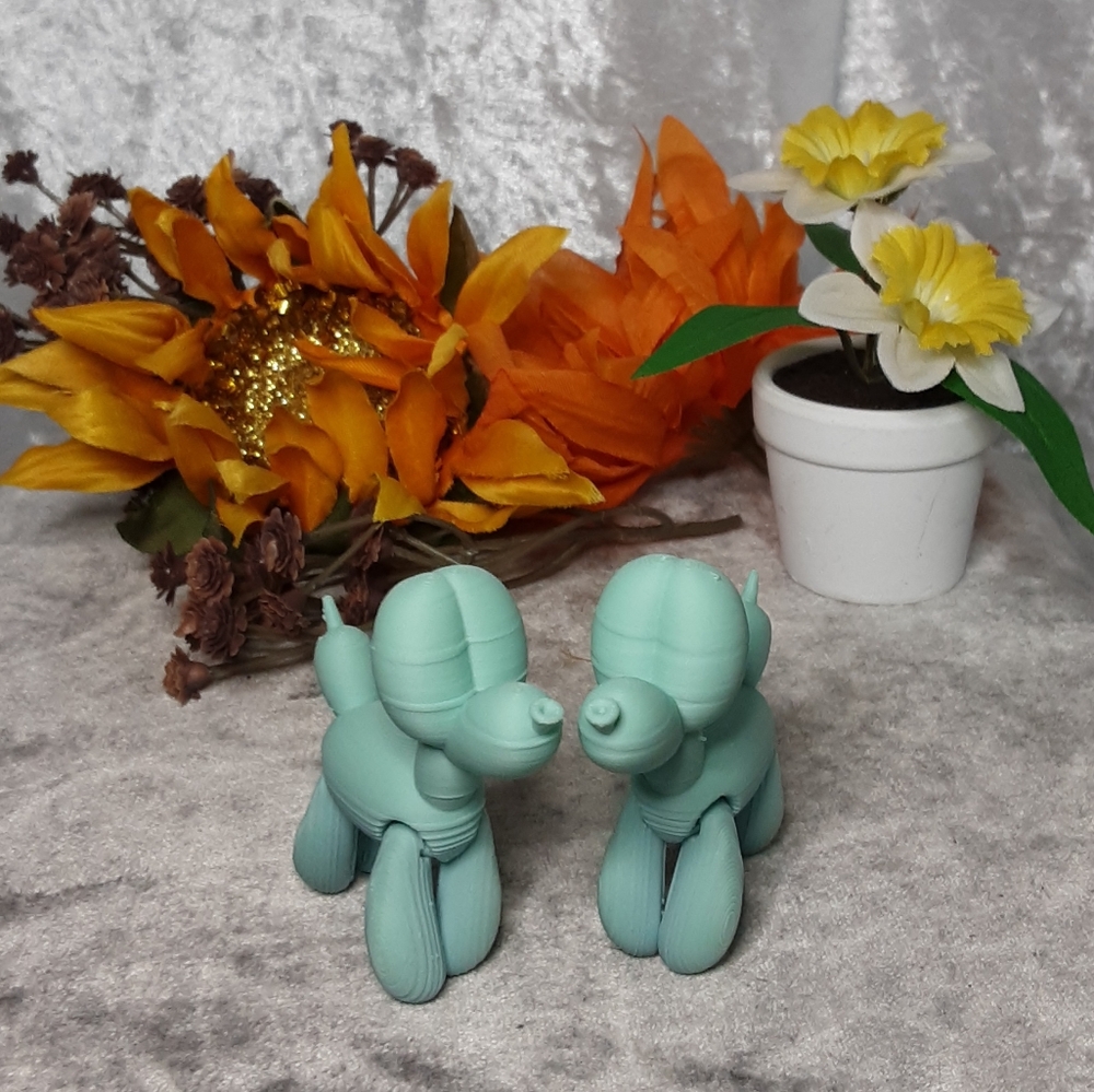 Handmade 3D Printed Balloon Pupppies (Set Of 2) Green blue